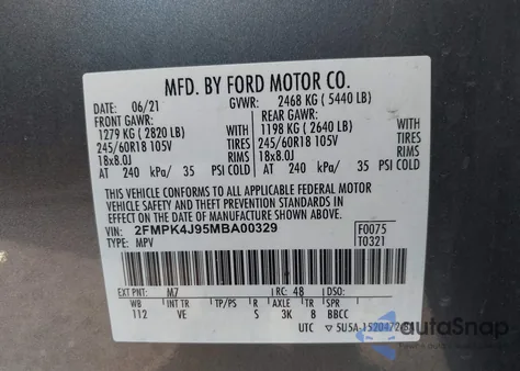 2021 Ford Edge Sel from USA, damaged, VIN 2FMPK4J95MBA00329